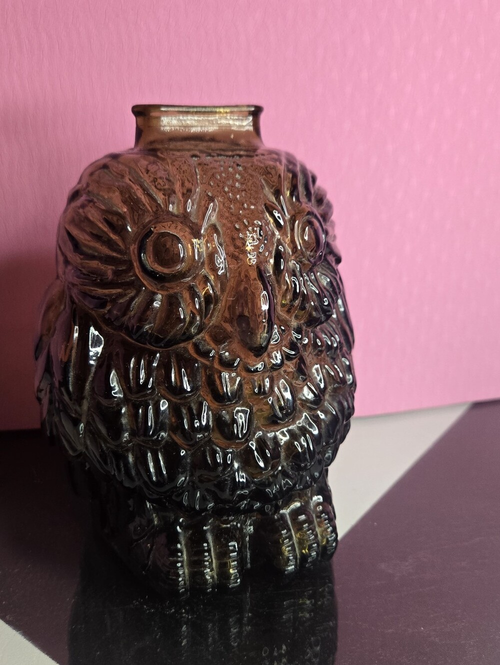 Vintage Wise Old Owl Glass Piggy Bank